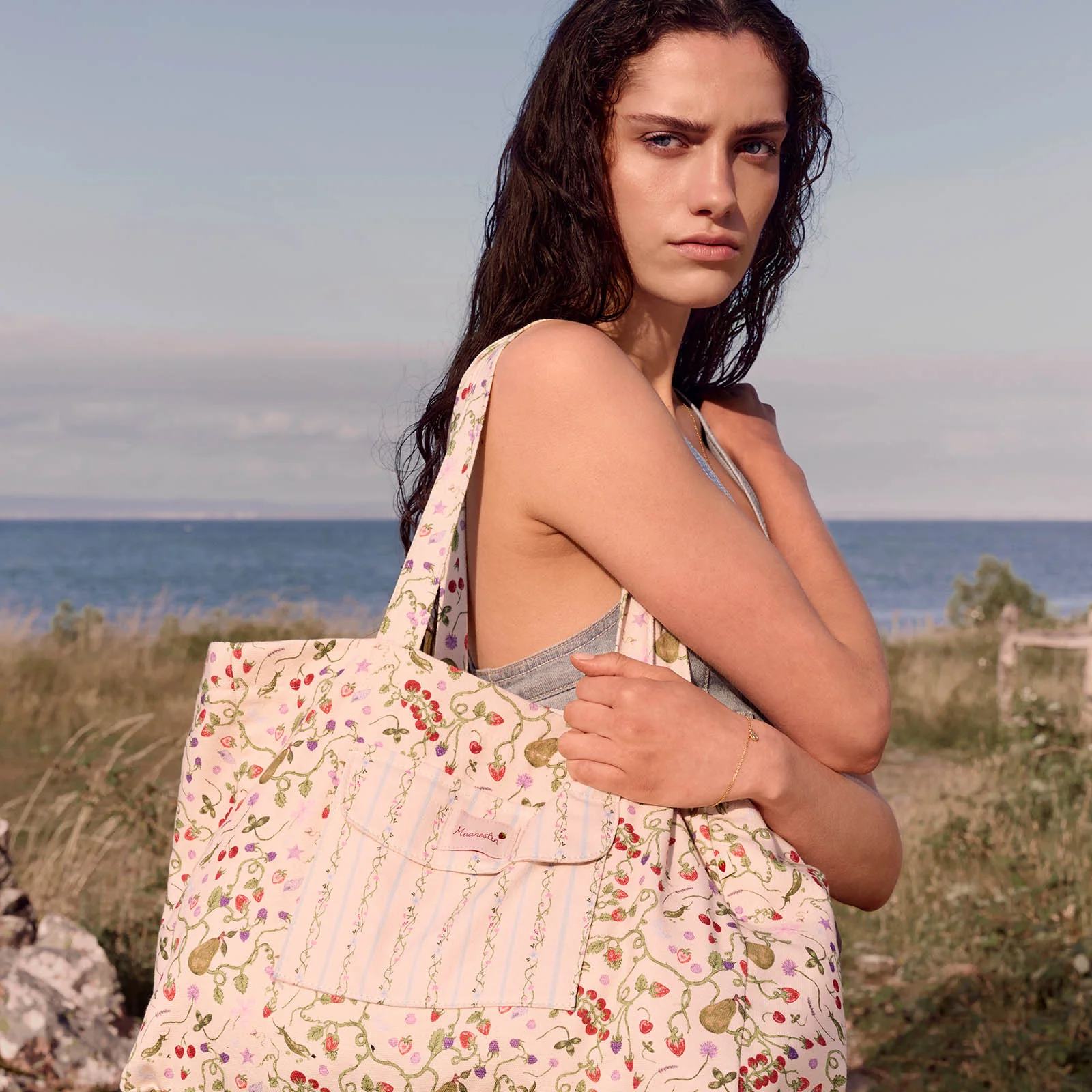 Big Canvas Tote Veske Garden Magic Ivory - Image 2