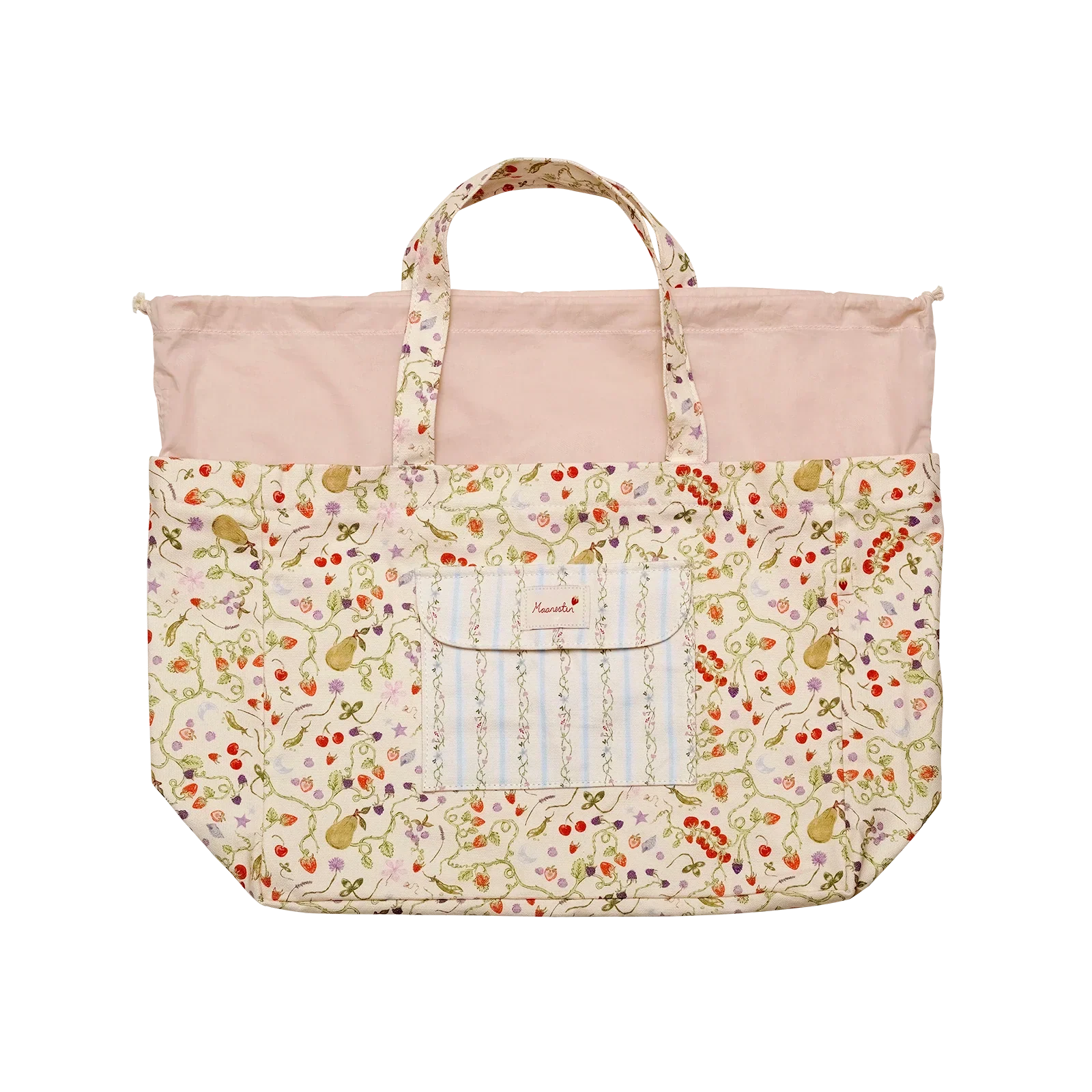 Big Canvas Tote Veske Garden Magic Ivory - Image 4