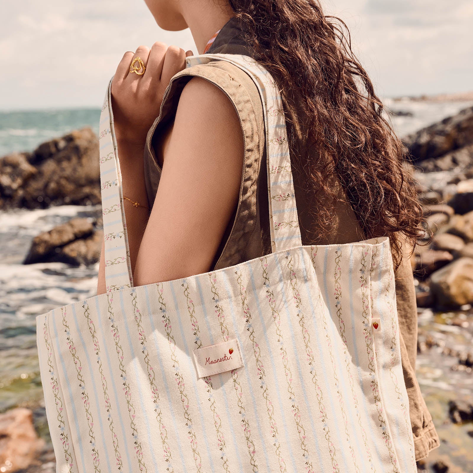 Canvas Tote Veske Summer Stripes Blue - Image 2